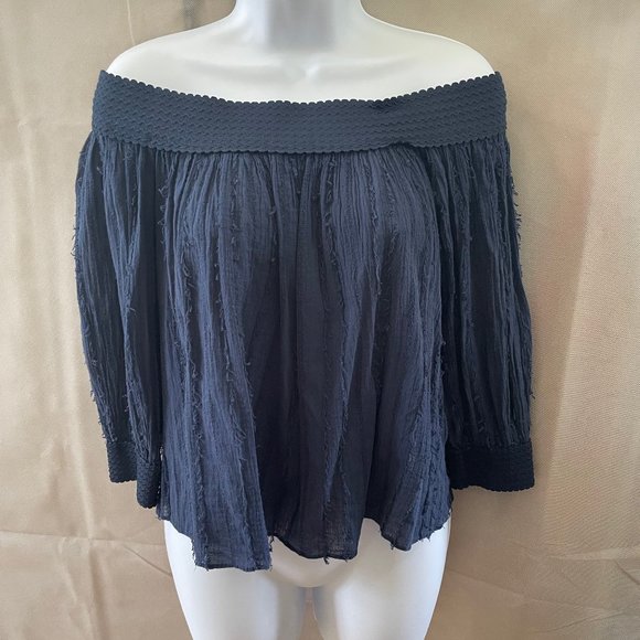 N/nicholas Tops - N/Nicholas Blue off-the-shoulder top